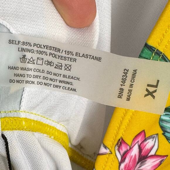 Nicole Miller Yellow Island Girl Print 2PC Tankini With Ruffle Skirt Size XL - Picture 4 of 10